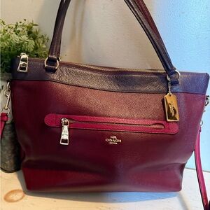 Coach Tyler Burgundy Aubergine Leather L Tote Shoulder Bag F57210  EUC Authentic